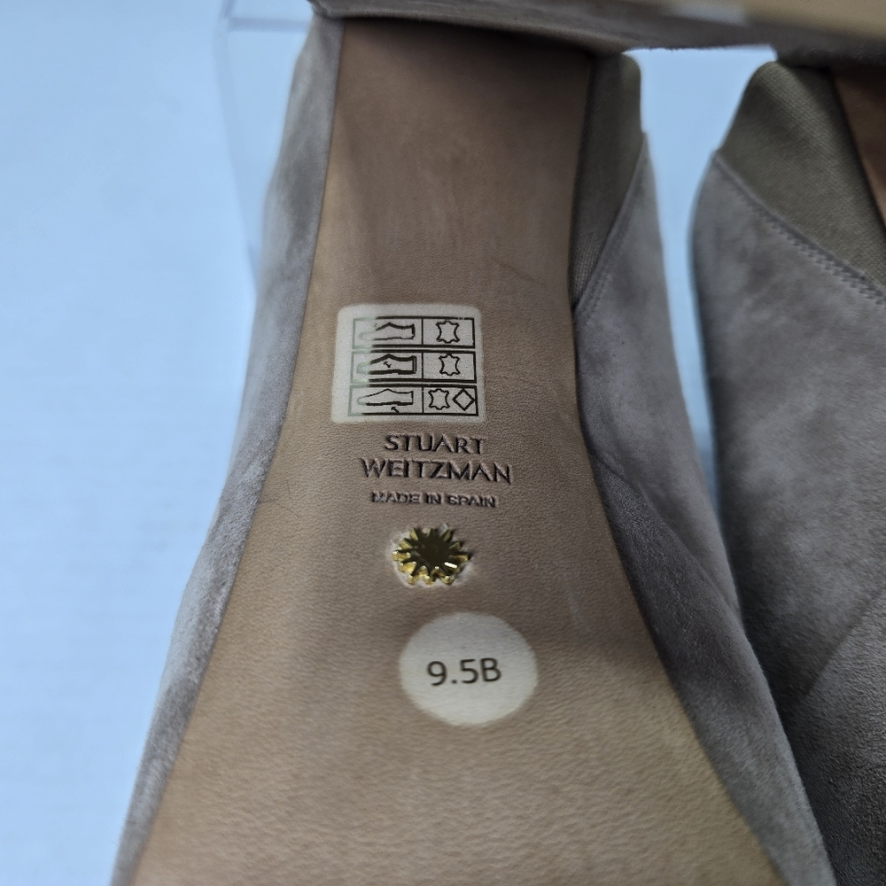 Stuart Weitzman Skyhigh 145mm Natural Tan Slide Platform Mules Size 9 1/2 M - Picture 8 of 10